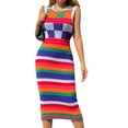 thumbnail image 2 of TRKIYQC Vestido de Punto para Mujer, Contraste de Color Cuello Redondo Sin Mangas Ajustado de una Pieza para el Verano, S/M/L TRKIYQC moda, 2 of 9