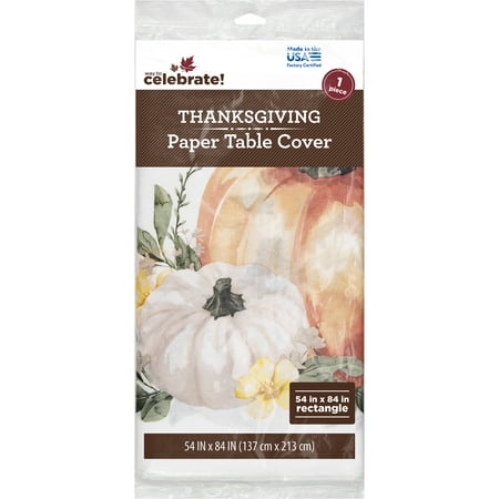 54" x 84" Modern Paper Tablecloth, Multicolor, Thanksgiving by Way To Celebrate
