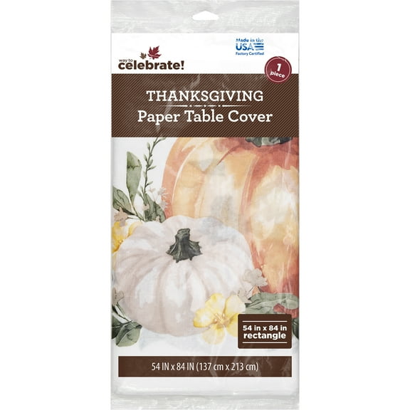 Thanksgiving 54" x 84" Modern Paper Tablecloth, Multicolor by Way to Celebrate