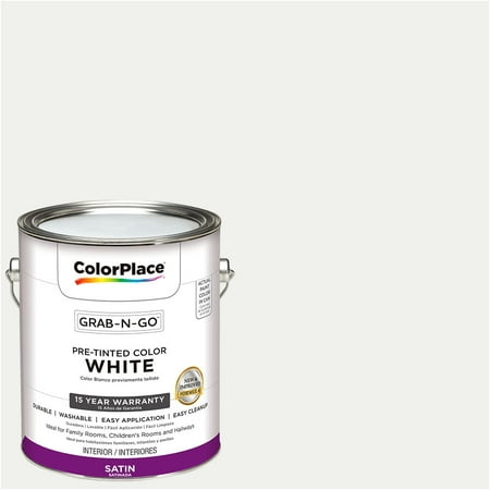 ColorPlace Pre Mixed Ready To Use, Interior Paint, White, Satin Finish, 1