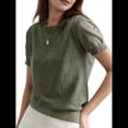 thumbnail image 2 of Suéter Holgado de Verano para Mujer, Suave, de Corta y Cuello Redondo, Estilo Informal, Conjuntos de Moda 2025 Verde XL, 2 of 7