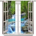 thumbnail image 3 of Landscape Curtains,Nature 3D Scenery View Window Treatments for Living Room,Waterfall Forest Lake Tree Nature Scape Curtain 2 Panels,52x84 Inch, 3 of 6