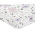 thumbnail image 3 of Sweet Jojo Designs Watercolor Floral Purple Pink and Grey Fitted Crib Sheet, 3 of 6