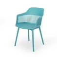 thumbnail image 3 of Noble House Dahlia Plastic Patio Dining Arm Chair in Teal (Set of 2), 3 of 10