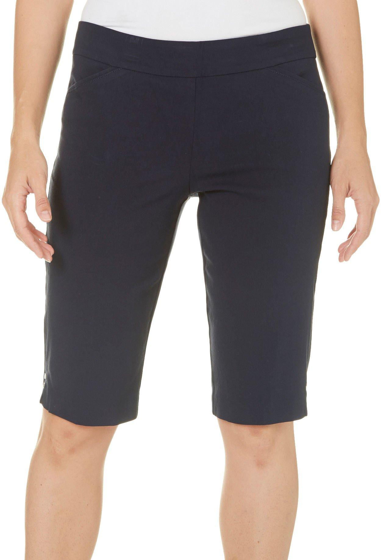 Coral Bay Petite Solid Side Accent Skimmer Shorts 12P Navy blue ...