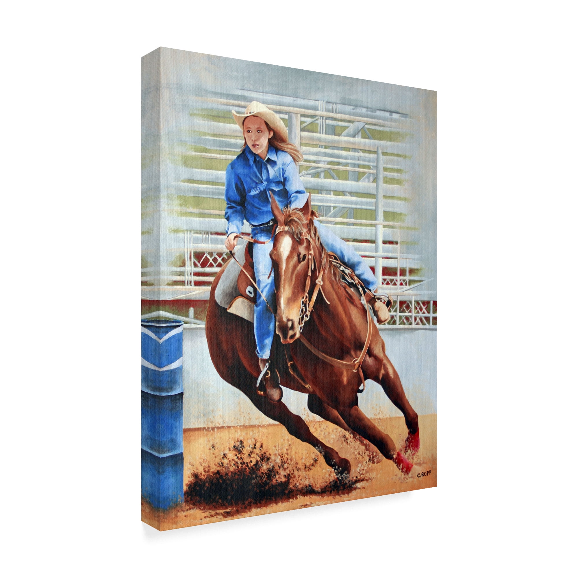 Trademark Fine Art 'Barrel Racing' Canvas Art by Carol J Rupp
