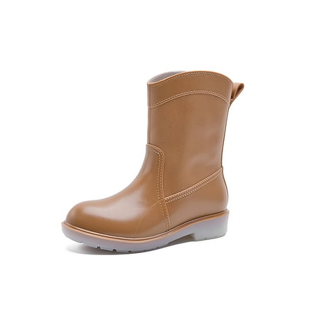 

Difumos Women s Waterproof Boot Slip Resistant Garden Shoes Wide-Calf Rain Boots Working Comfort Work Casual Lightweight Rainboot Brown 7.5