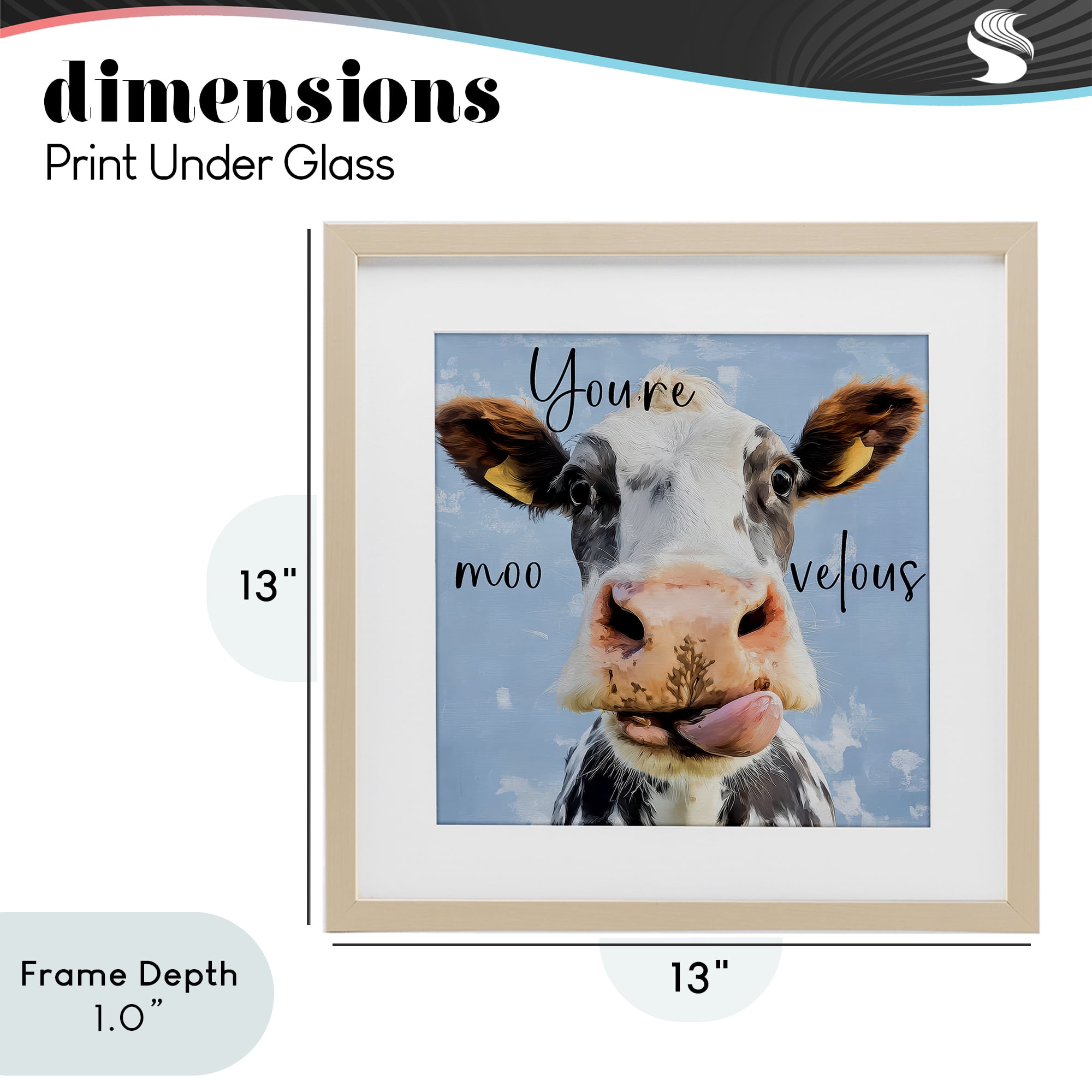 Stupell Industries You're Moo-velous Cow Birch Framed Print Under Glass, design by Kim Curinga