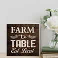 thumbnail image 4 of Zomyto 7x7 IN Funny Farmhouse Wooden Box Sign Desk Decor Vintage Farm to Table Eat Local Wood Block Plaque, 4 of 5