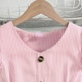 thumbnail image 6 of AJTQTH Girls Sundress High-Waisted Stylish V-Neck Flutter Sleeve Princess Dress Striped Tunic Gowns Summer Ruffles Flowy Midi Dress Pink 9 Years, 6 of 7