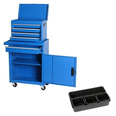 5 DRAWERS TOOL CABIENT WITH ROLLING WHEELS WITH PLASTIC STORAGE TRAY