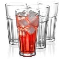 Red Co. Set of 4 Clear Glass 21 Fl Oz Drinking Highball Tumblers