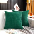 thumbnail image 1 of Juego de 2 fundas de cojín y cojín con gránulos de color verde oscuro, funda de cojín cuadrada decorativa de pana suave, fundas de cojín, funda de almohada, decoraciones para el hogar, 1 of 5