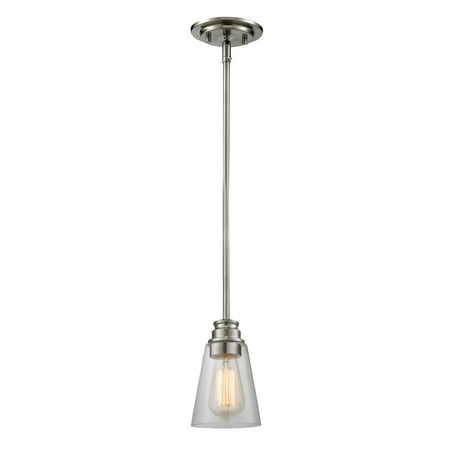 - Mini Pendants 1 Light With Brushed Nickel Finish Steel Medium Base Bulb 6 inch 100 Watts