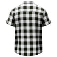 thumbnail image 6 of ZCFZJW Mens Lightweight Casual Plaid Button Down Short Sleeve Shirt with Chest Pocket Summer Band Collar Beach Vacation Tees Shirt Tops Black XL, 6 of 6