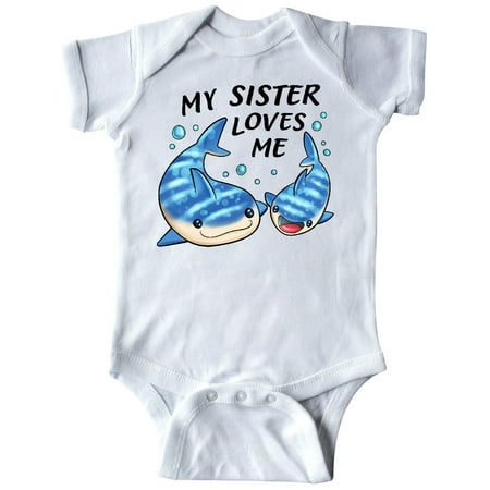 

Inktastic My Sister Loves Me- whale shark Gift Baby Boy or Baby Girl Bodysuit