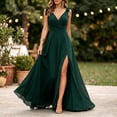 thumbnail image 3 of Aimik Evening Gown for Women V-Neck Ruched Wrap Maxi Dress with High Slit Sleeveless Backless Dress Summer Dresses for Women, 3 of 5