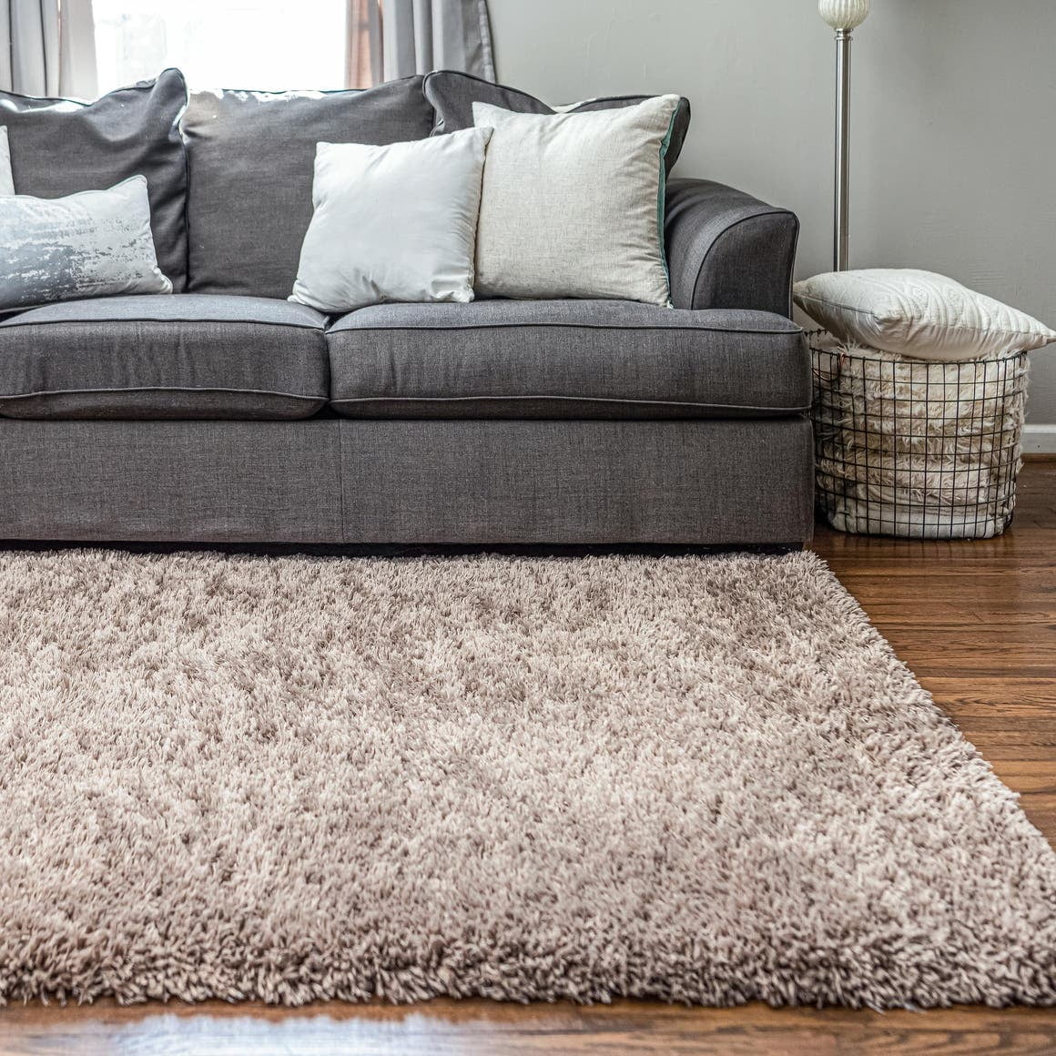 Contemporary Living and Bedroom Soft Shaggy Area Rug 3'3X4'7 Cozy Shag Collection Cream Solid Shag Rug