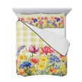 thumbnail image 7 of Yellow Plaid Tulip Queen Size Down Alternative Comforter, Lightweight Comforter Quilt Bedding Set with Pillow Shams Spring Floral Watercolor Botanical All Seasons Bed Comforter Duvet Insert 90"x96", 7 of 7