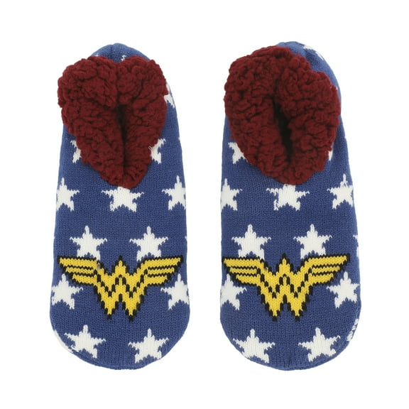 Wonder Woman Themed Star Pattern Women's Slipper Socks-Small-Medium