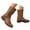 Brown, variant on Mepaouo Western Mid Calf Boots for Women Round Toe Motorcycle Riding Booties Casual Buckle Pull on Boot