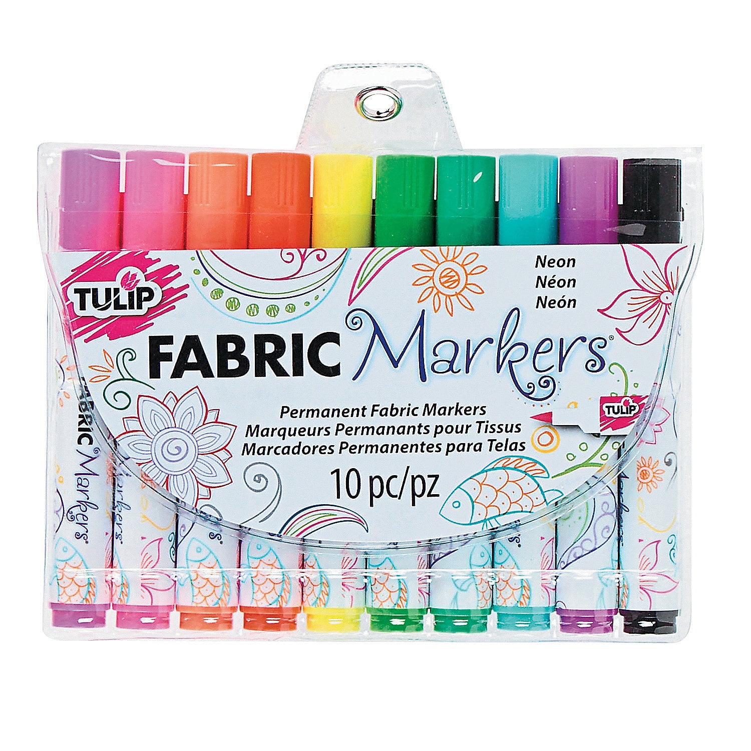 Tulip Neon Fabric Markers Basic Supplies 10 Pieces