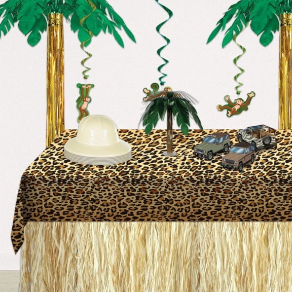 Party Central Leopard Print Disposable Tablecloth -108" - Black and Brown - Pack of 12