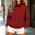 thumbnail image 2 of Kizanda Women Pullover Mock Neck Sweatshirt Dots Printed Loose Fit Long Sleeve Outerwear Sweatshirt with Kangaroo Pocket Baggy Workout Fall Winter Soft Stylish Top for Women S, 2 of 7