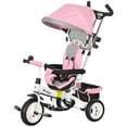 thumbnail image 1 of CoSoTower 6 in 1 Toddler Tricycle Stroller with Basket, Canopy, 5-point Safety Harness, for 12-60 Months, Pink, 1 of 6