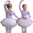 thumbnail image 2 of LYMAYTER 3-11Y Kids Baby Girls Ballet Long Sleeve Skirted Leotards Toddler Dance Dress Ballerina Outfits Baby Fleece Cotton Dance Dress, 2 of 9