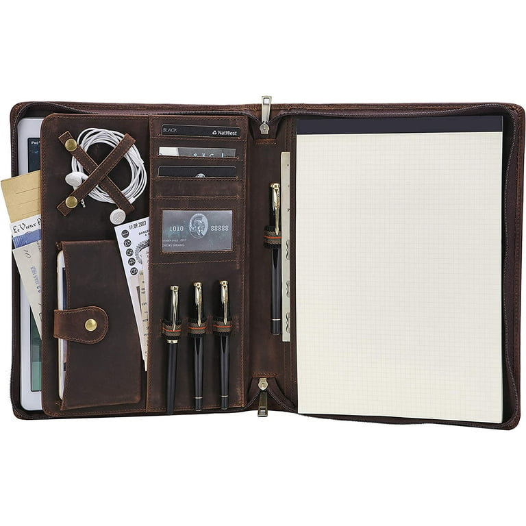 AZXCG Leather Portfolio Folder for Men, A4 Personlized Resume