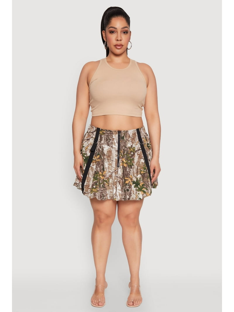 Womens Plus Size Hunter Camo Bubble Skirt