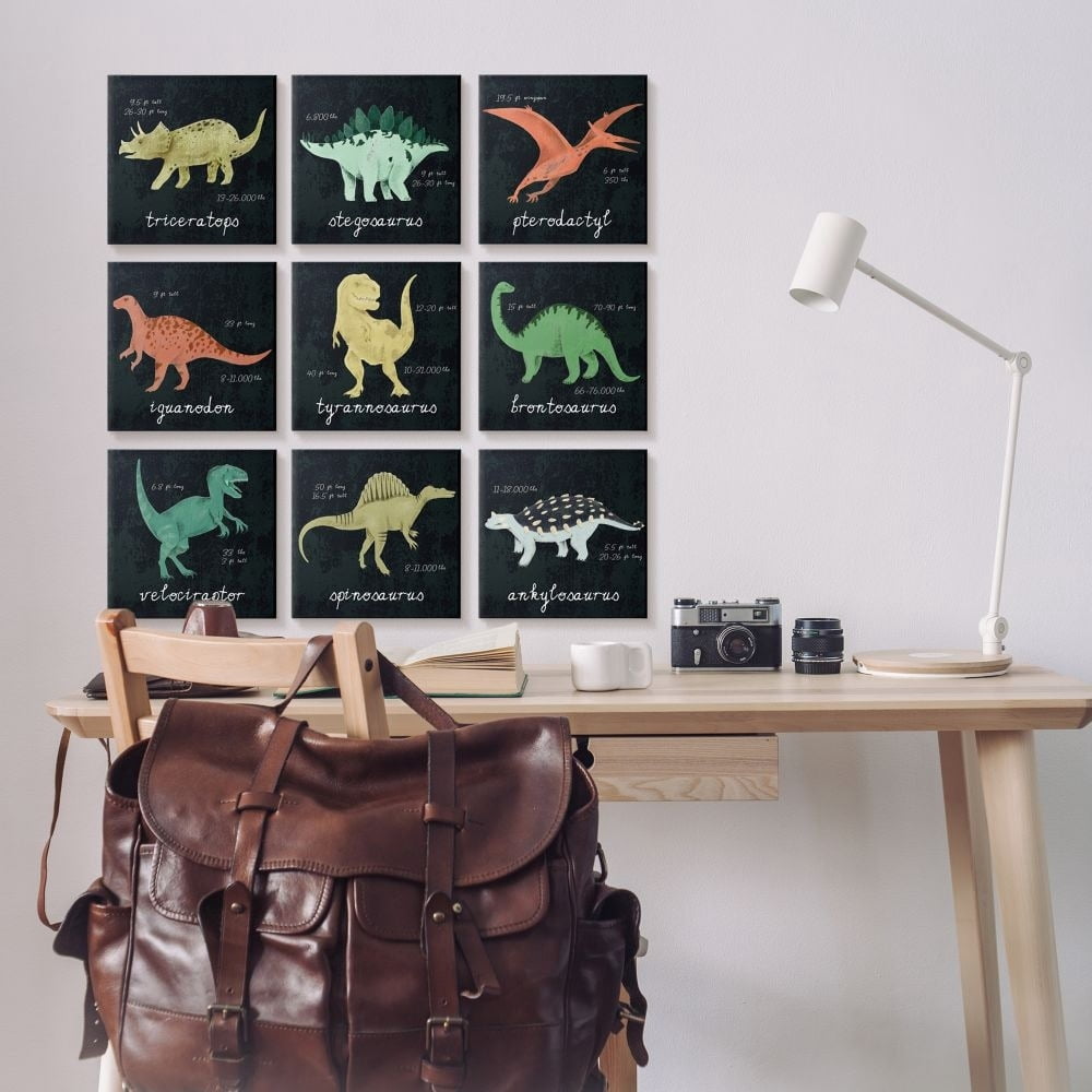 Stupell Industries Interesting Dinosaur Facts with Colorful Illustrations Designed by Daphne Polselli