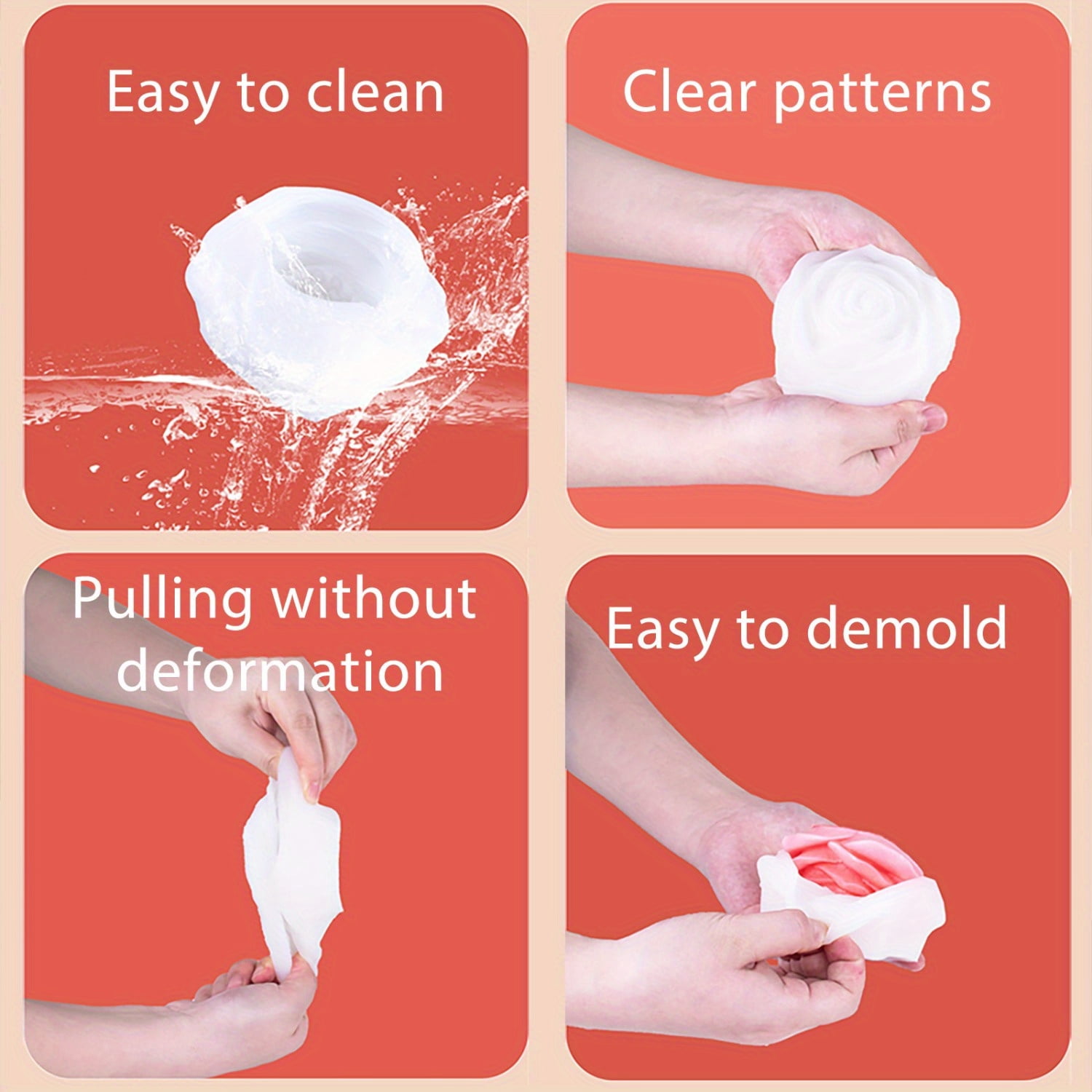 4Pcs Silicone Resin Molds, 3D Flower Silicone Cake Molds, Candle Casting Molds for Candle Making, Craft Molds for DIY Resin Candle Cake Making, Home & Wedding Decoration