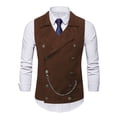 thumbnail image 3 of XIAOCHA Men's Steampunk Double-Breasted Vest Notched Lapel Chain Detail Waistcoat Vintage Formal Party Gothic Suit Top, 3 of 5