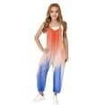 thumbnail image 7 of Kids Tie Dye Jumpsuits Girls Spaghetti Strap Wide Leg Jumpsuit Overalls Pocket Fashion Summer Casual Outfits for Girl, Blue, 13 Years, 7 of 7