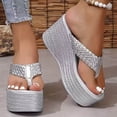 thumbnail image 4 of Dakaela Wedge Sandals for Women Sparkly Arch Support Platform Flip Flops Non Slip Summer Beach Walking Thong Shoes Size 6-10, 4 of 9
