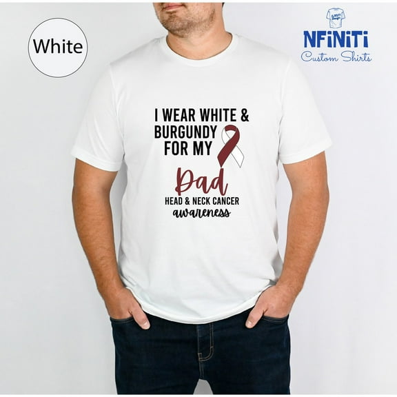 Head & Neck Cancer Awareness T-shirt: Burgundy Ribbon Support Tee All Size S-5Xl