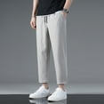 thumbnail image 2 of SWSMCLT Men's Stretch Pants Summer Ankle Long Sweatpants Pants Slim Fit Thin Comfy Pleated Track Jogging 67Grey 34, 2 of 4