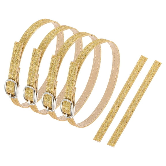 2 Pair Replacement Ankle Strap for Heels Detachable High Heels Shoe Straps Adjustable PU Leather Shoe Band, Gold