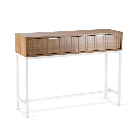 Mesa Recibidor 2 Cajones Sala Recámara Auxiliar Minimalista Vintage