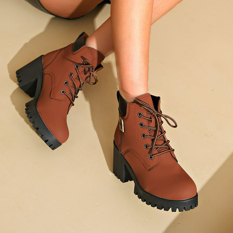 Combat Boots Orange Booties Heels Vepose Women's Combat Ankle