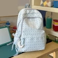 thumbnail image 3 of Polka Dots School Backpack, Multi-layer Backpack with Pendant, Spacious Bag for Shopping Work College (Light Blue), 3 of 9