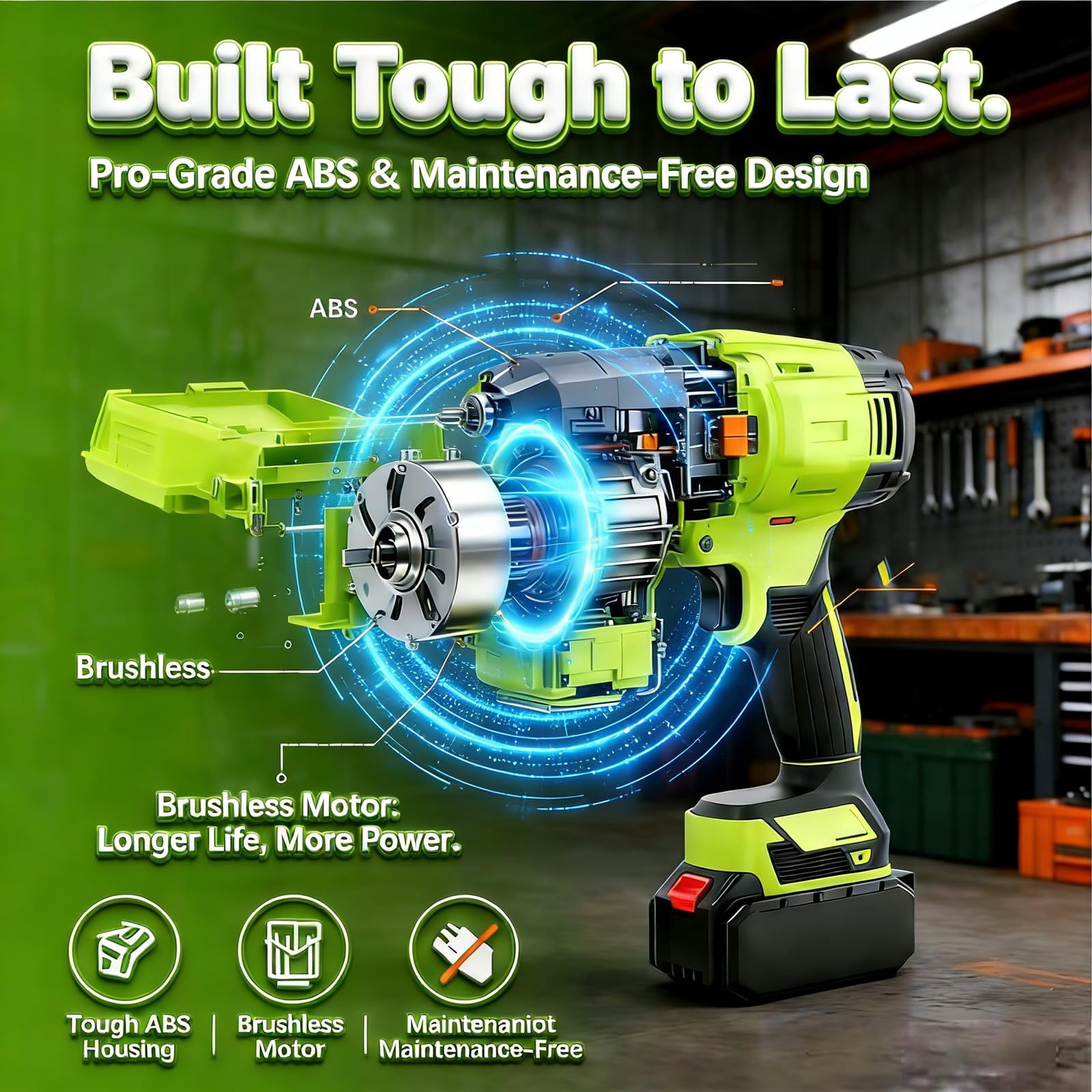 Blower Turbo Jet Leaf Blower, Cordless Handheld Electric Blower, 1000 G, 1200 Cfm 200 mph, with Battery & Case, for Car Drying, Lawn, Garage & Snow Removal (2 Battery)