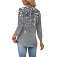 thumbnail image 6 of WIHOLL 3/4 Length Sleeve Crew Neck Button Fashion Clothing Dressy Casual Business Work Tops Summer Fall Outfits, 6 of 11
