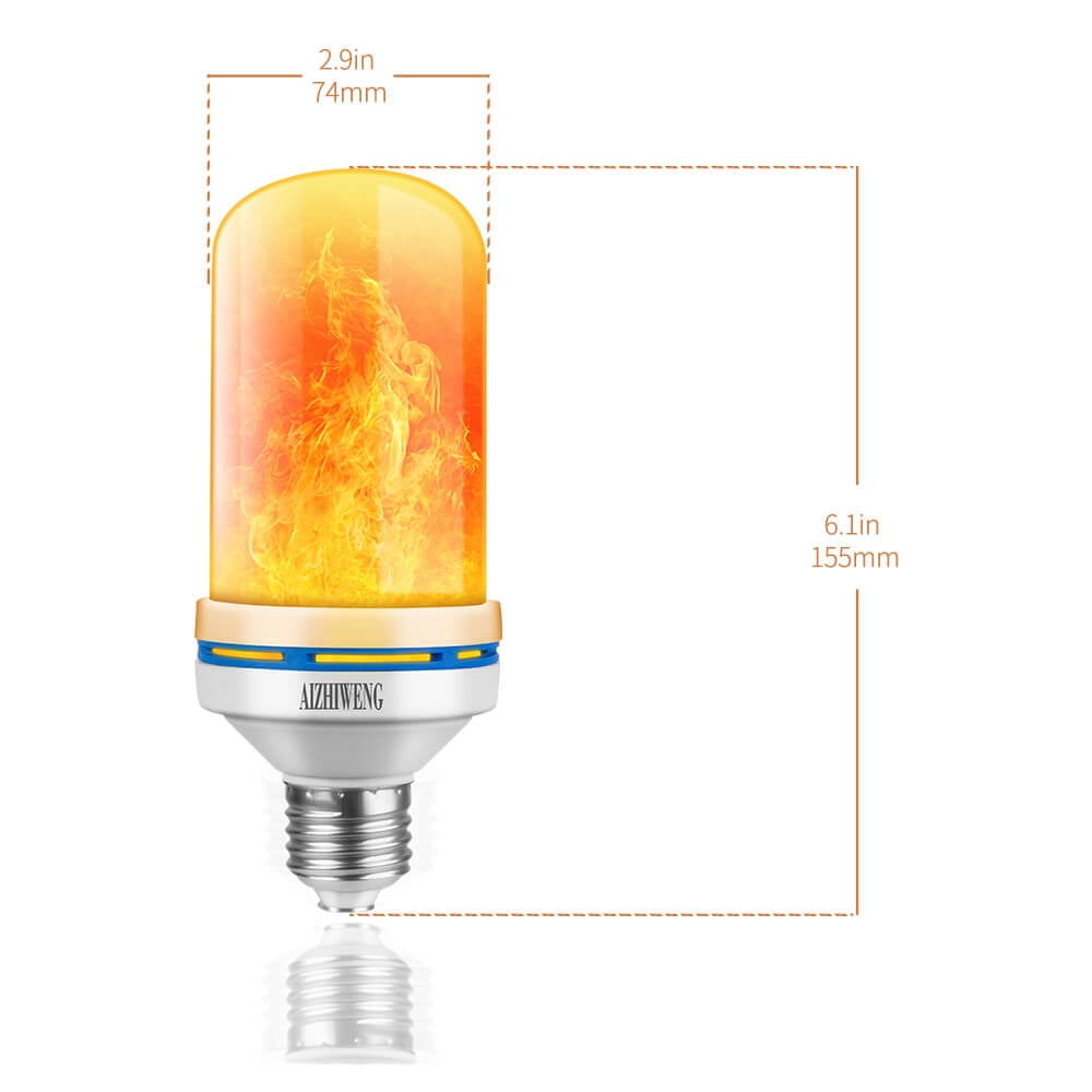 Aizhiweng LED Flame Effect Light Bulbs 5watts A19 Decorative E26 Flickering Fire Lamps, 1-Pack
