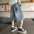 thumbnail image 4 of Lullu Boys Summer Casual Denim Shorts Kids Elastic Waist Loose Fit Jean Shorts, Sizes 5-16, 4 of 7