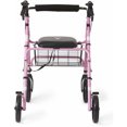 Medline Rollator Walker in Pink, Breast Cancer Awareness Pink Ribbon