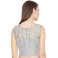 thumbnail image 4 of eloria Women's Gottapati Design Art Silk Sari Top Summer Casual Boat Neck Blouse Color : Light Grey, Size : 34, 4 of 6