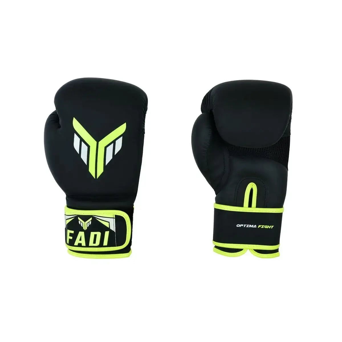 Fadi Sports Optima Fight Series Boxing Gloves Made of Black Matte Artificial Leather - 12 Oz